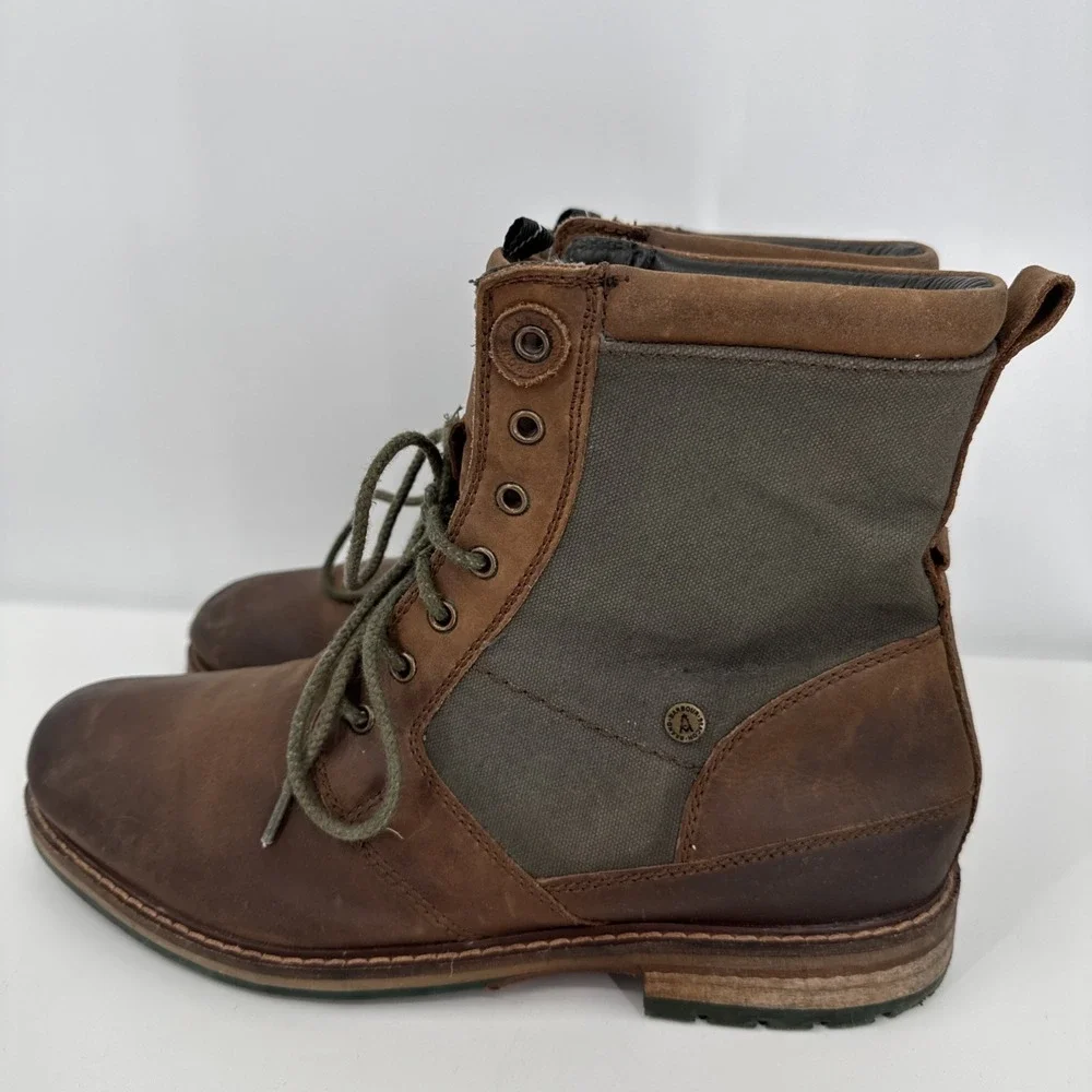 Barbour Mens Size 10‎ Chucka Boots Leather Canvas Tartan Brown Green Lace Up